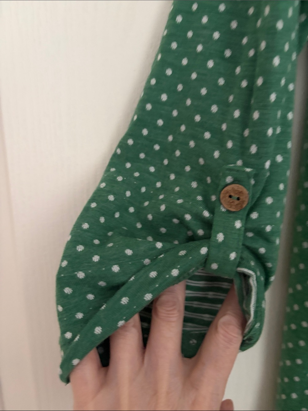 NWT Country Rose Green Polka Dot Cowl Neck Top - Picture 5 of 8